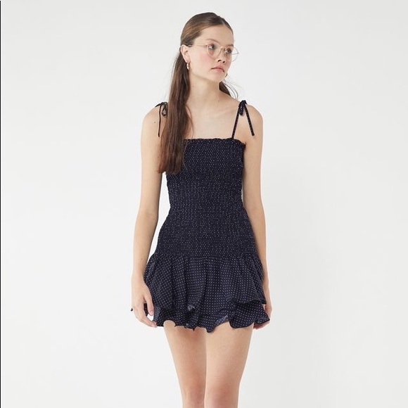 Urban Outfitters Dresses & Skirts - UO Smocked Ruffle Mini Dress - Polka Dot